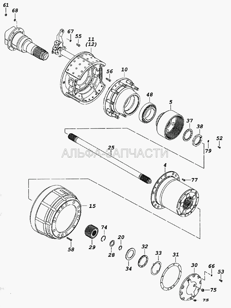 6520-2400011-10 Мост задний (7723А Подшипник роликовый конический однорядный) 